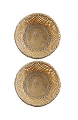 two bamboo wooden tray on white background