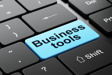 Finance concept: Business Tools on computer keyboard background