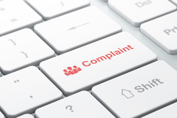 Law concept: Business People and Complaint on computer keyboard