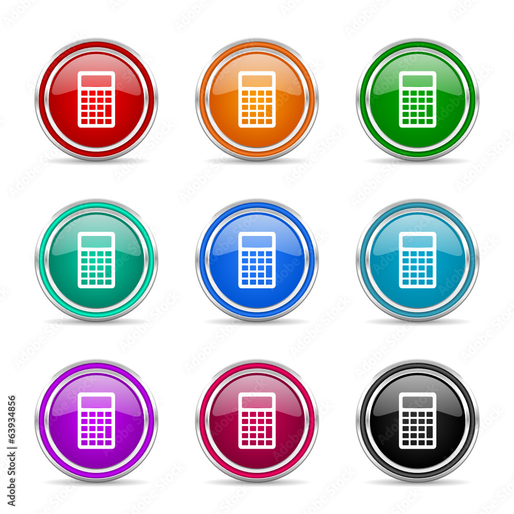 Poster calculator icon vector set