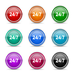 24 for 7 icon vector set