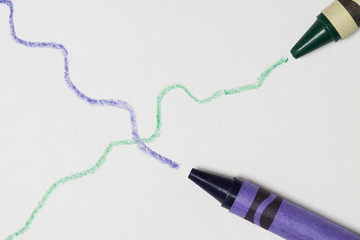 Fototapeta premium Blue Green Crayon & Line