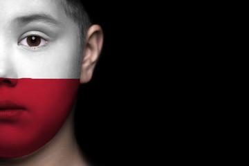 Human face painted with flag of Poland