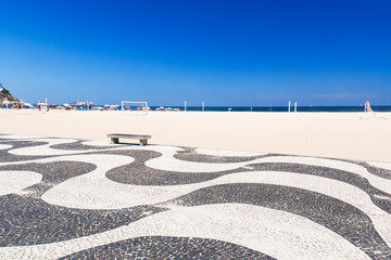 Fototapeta premium Copacabana with mosaic of sidewalk in Rio de Janeiro