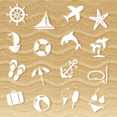 Beach with sea icons - 63937676