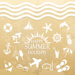 happy summer holiday, icons for summer - 63937677