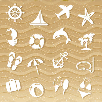 Beach with sea icons