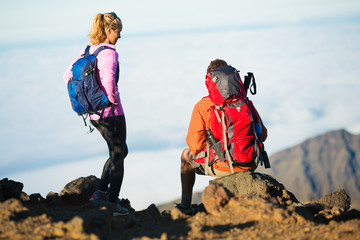 Hikers enjoying the view from the mountain top