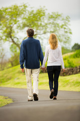 Mature middle age couple in love walking