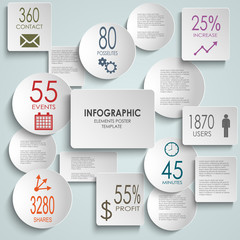 Abstract white round rectangle info graphic template