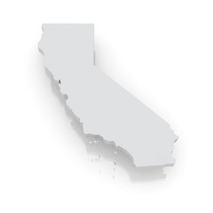 Three-dimensional map of California. USA.
