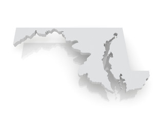 Three-dimensional map of Maryland. USA.