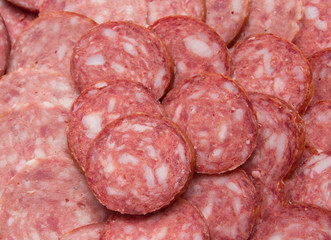sliced ​​sausage as background