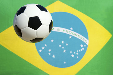 Obraz premium Football Soccer Ball Brazilian Flag