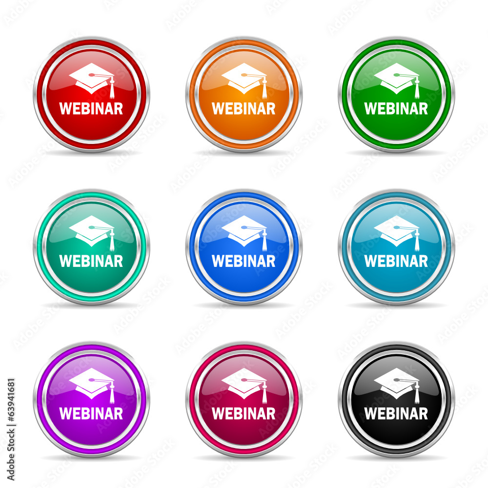Poster webinar icon vector set