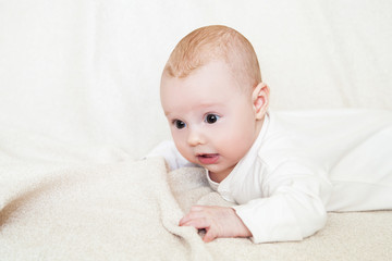 Bright closeup portrait of adorable baby