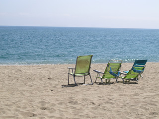 Deck chairs on the beach