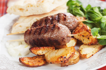 Kebab, minced meat skewer