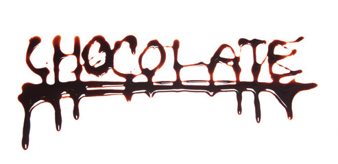 Word chocolate written on white background