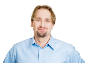 Fototapeta premium Headshot smiling confident handsome man, white background 