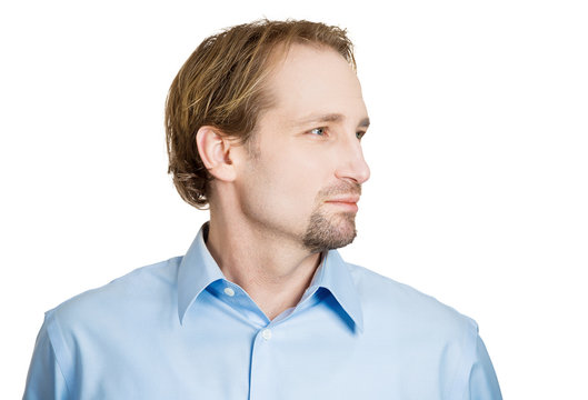 side view headshot handsome young man on white background - Powered by Adobe