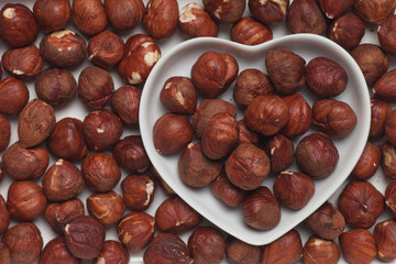 Hazelnut in heart shaped tray