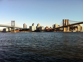 Fototapeta na wymiar Brooklyn i Manhattan Bridges