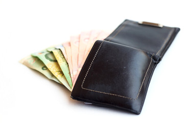 wallet money isolated on white background