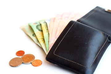 wallet money isolated on white background