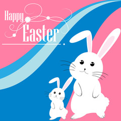 Easter bunny and eggs vector background