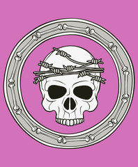 monochrome skull illustration