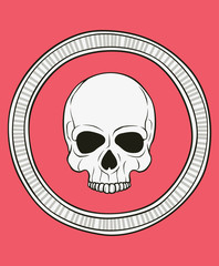 monochrome skull illustration