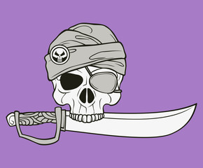 monochrome skull illustration