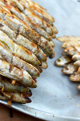 Grilled fish in the market