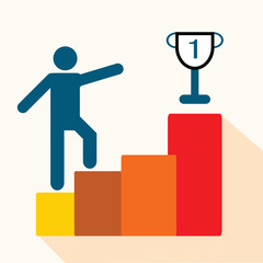 Business man running on stairs to success.