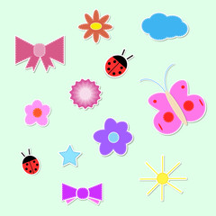 set of colorful spring icons