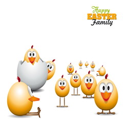 Funny Easter eggs chicks - background illustration - Happy easte