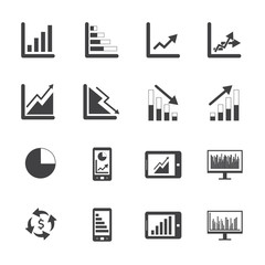Black and White Business Graph icon set - 63953689