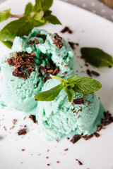 Mint ice cream close-up