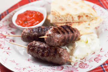 Kebab, minced meat skewer
