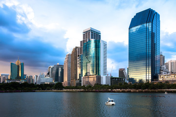 Bangkok Cityscape at twilight, Park in the City (Thailand)