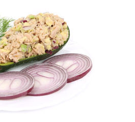 Avocado salad with tuna.