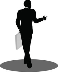 business people walking with briefcase silhouette