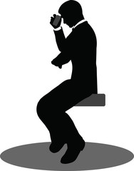 business people on phone sitting silhouette