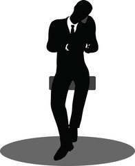 business people on phone sitting silhouette