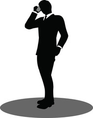 business people on phone standing silhouette