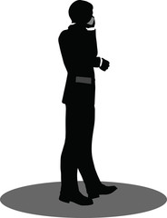 business people on phone standing silhouette