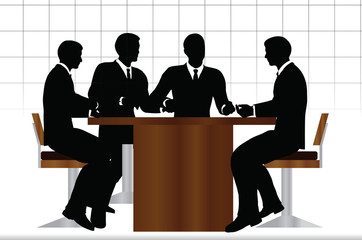 business people meeting sitting silhouette