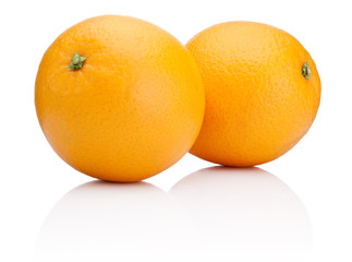 Two Ripe Oranges fruit isolated on white background