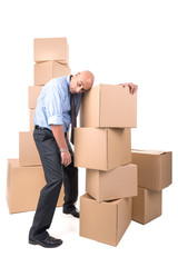 Businessman with boxes